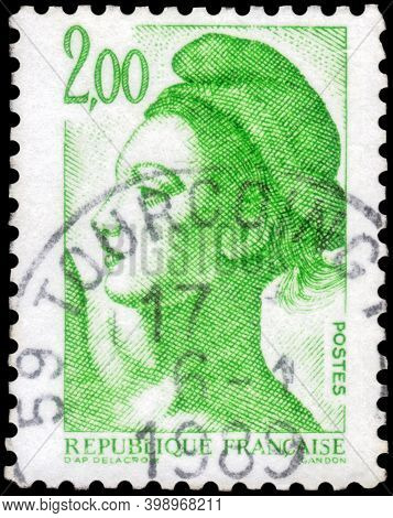 Saint Petersburg, Russia - September 27, 2020: Postage Stamp Issued In The France With The Image Of 