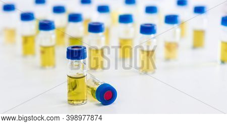 Test Tubes With Urine Sample For Hplc Analysis In The Laboratory.