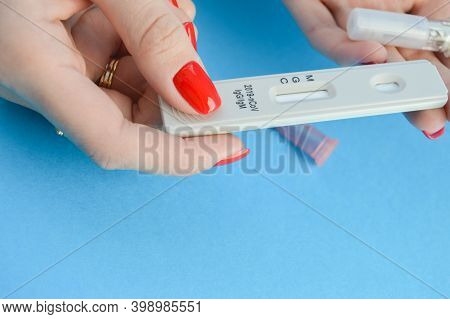 Negative Test Result By Using Rapid Test For Covid-19, Quick Fast Antibody Point Of Care Testing. La