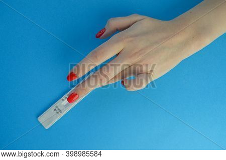Positive Test Result By Using Rapid Test For Covid-19, Quick Fast Antibody Point Of Care Testing. La