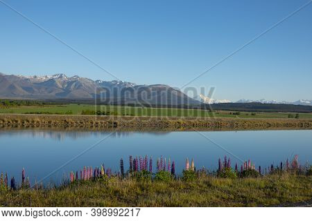 Clam Clear Ohau Canal At Sunrise In Canterbury New Zealand
