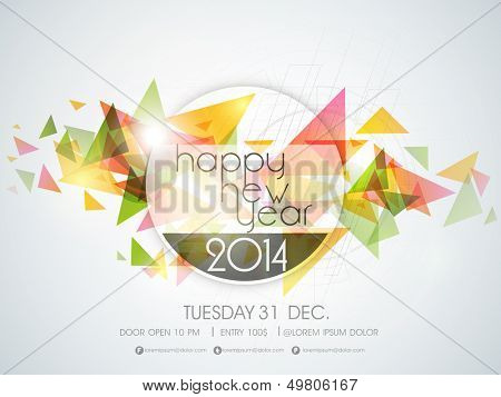 Happy New Year 2014 colorful celebration party poster, banner or invitations. 