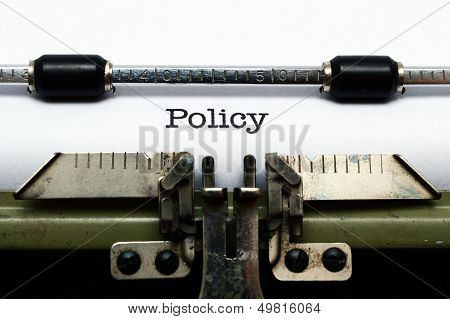 Policy On Typewriter