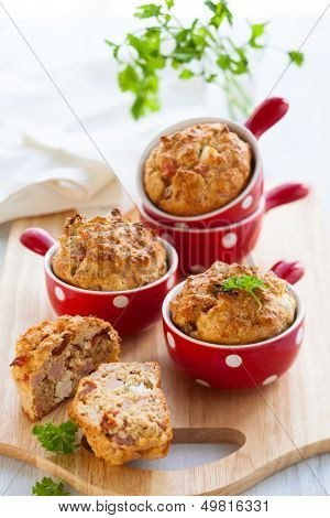 Ham, cheese and sun dried  tomato muffins