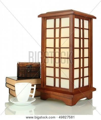 Japanese table lamp isolated on white