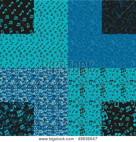 4 Musical Notes Seamless Patterns