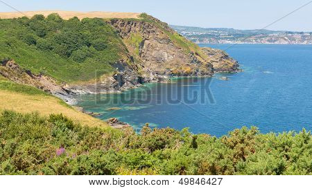 St Austell Bay Cornwall from Black Head headland between Porthpean and Pentewan