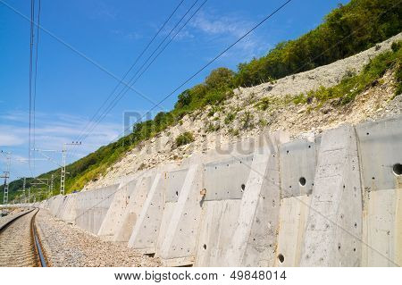 Strengthening hillside above railway