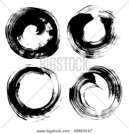 Round textured background painted by hand with a brush