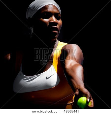 MELBOURNE, AUSTRALIA - 23 gennaio: Serena Williams durante il suo terzo turno match contro Carla Suarez