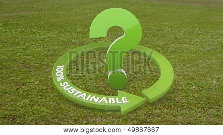 3D Graphic Of A Environmental Question Sign  On Grass