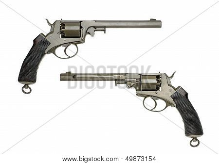 antique German Navy Revolver on a white background