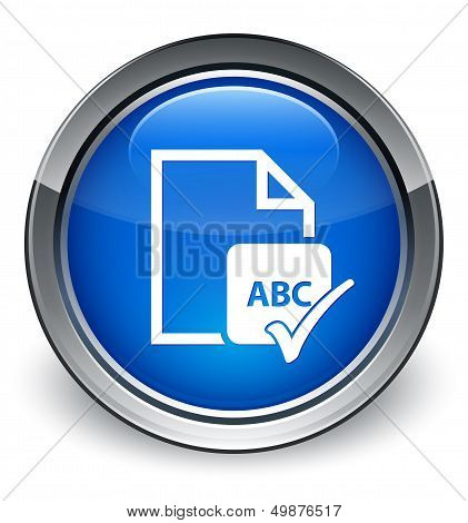 Spell Check Document Abc Icon Glossy Blue Button