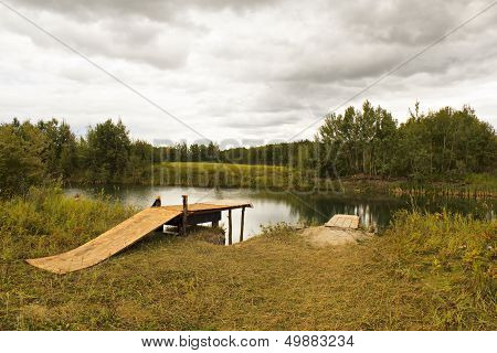 A countryside swimming pool