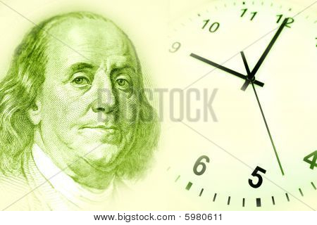 Benjamin Franklin und Uhr