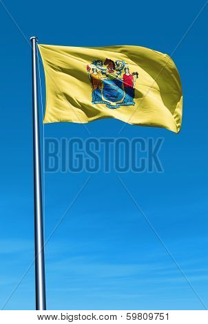 New Jersey (USA) flag waving on the wind