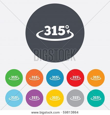 Angle 315 degrees sign icon. Geometry math symbol