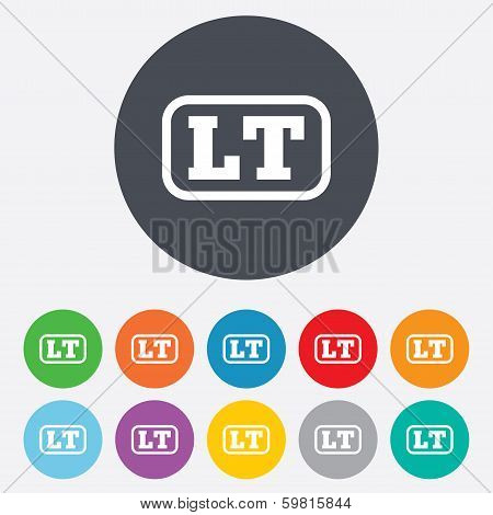 Lithuanian language sign icon. LT translation