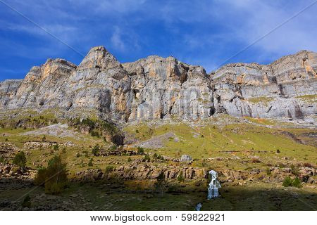 Circo de Soaso Monte Perdido in Ordesa Valley at Huesca Aragon Pyrenees spain