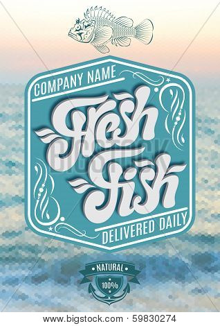 Calligraphic Inscription Fresh Fish On Sea