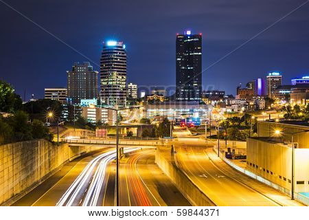 Knoxville, Tennessee, USA downtown at night.