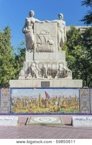 Spain Square In Mendoza, Argentina.