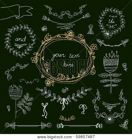Retro floral background set