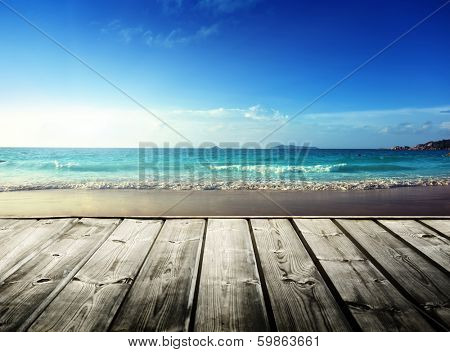 Caribbean sea and wooden platform