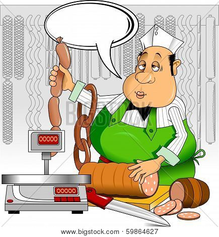 Butcher At Work