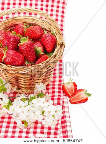 Strawberries In Wicker Basket