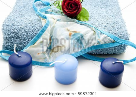 Wax candle with panties and rose