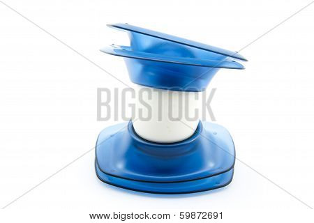 White Egg with Blue Egg Cups