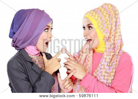 Two Beautiful Moslem Woman Having Fun Together