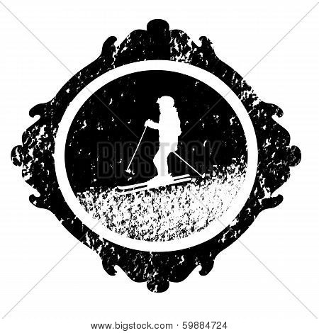 Ski Winter Abstract Stamp