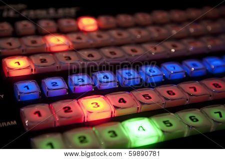 Rows Of Buttons On A Tv Production Video Switcher