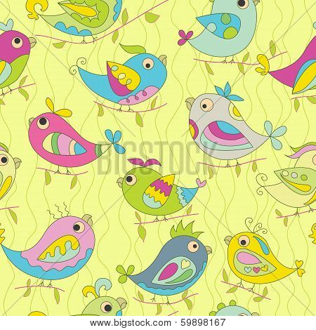 Seamless Color Background Of Parrots