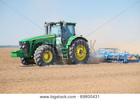 Volgograd, Russia - JULY 31, 2014: Demonstration of agricultural machinery in 