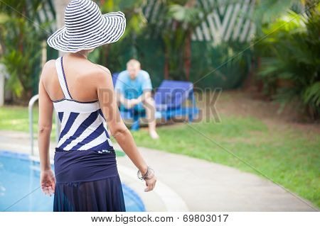 Brunette Girl In Summer Hat