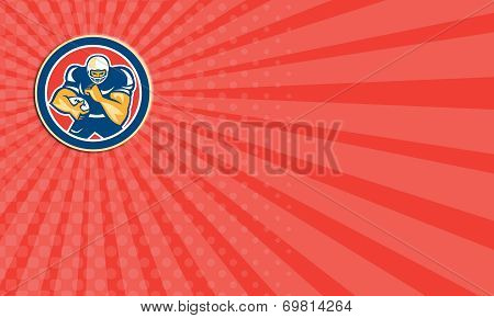Business Card American Football Player Fend Off Circle Retro
