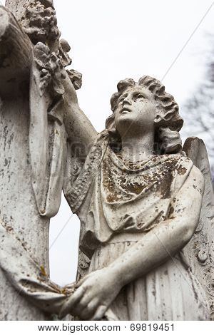 Old Cemetery Marble Sculpture Of The Angel