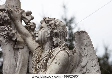 Old Cemetery Marble Sculpture Of The Angel