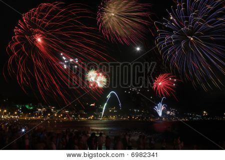 Feuerwerk am Strand