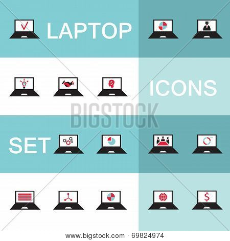 Set Of Icons For Computer Electronics Business