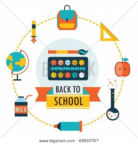 Back To School Background With Study Theme Icons