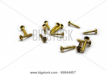 Yellow Brass Screws With A Philips Crosshead