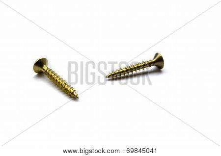 Yellow Brass Screws With A Philips Crosshead