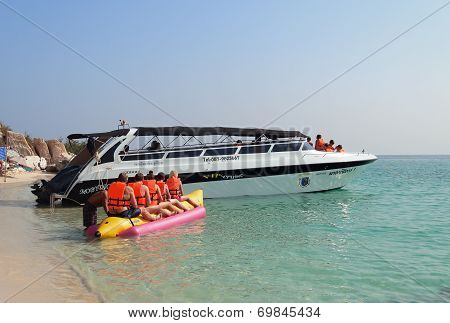 Tourists On The Beach Of Koh Rin Island