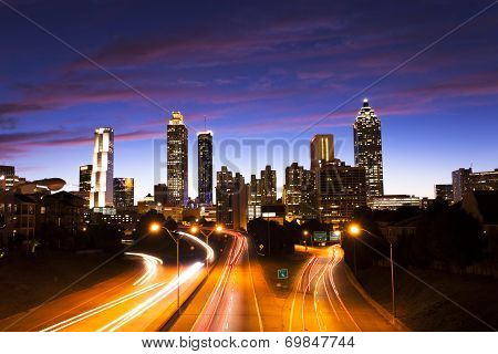 Atlanta downtown at dusk