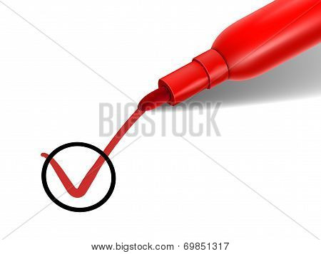 Red Pen Marking On The Check Box