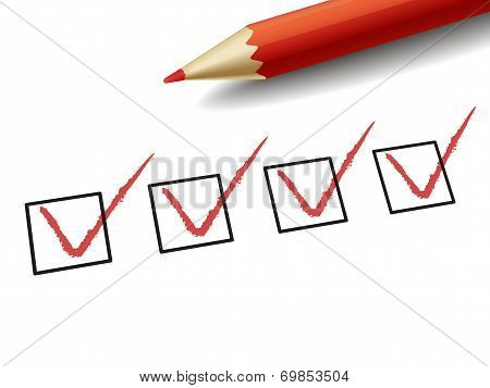 Red Pen Marking On The Check Box